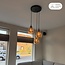 Lampe suspendue design noire avec verre ambré, 3 lumières - Lainas