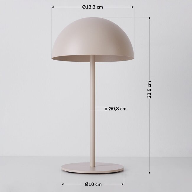 Lampe à poser champignon rechargeable Vanta - beige avec LED intégrée dimmable