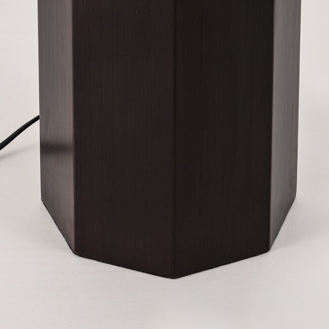 Lampadaire Mirno en bambou foncé avec abat-jour en lin