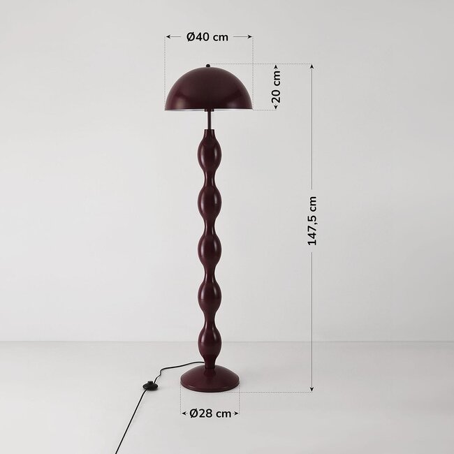 Lampadaire design Mura burgundy (rouge foncé) en métal