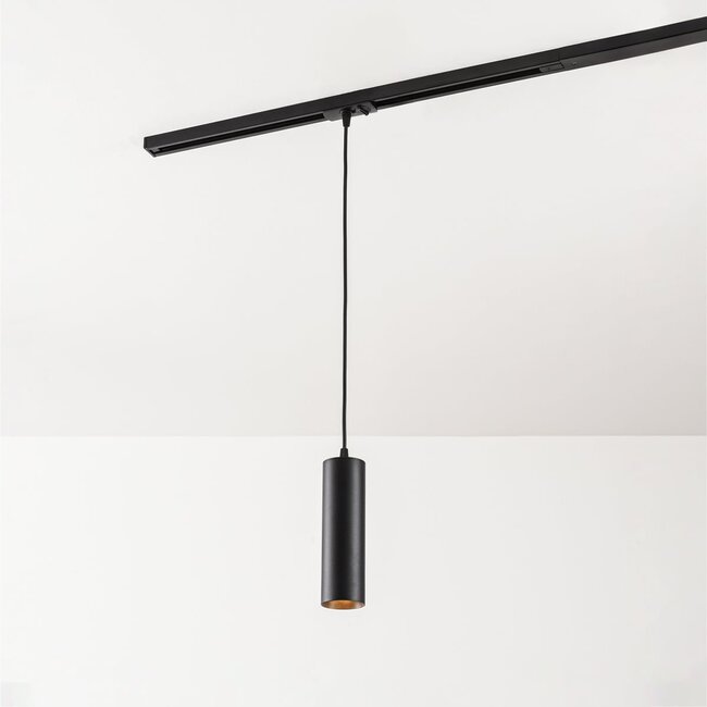 Suspension tube Simon pour rail monophasé, noir à câble textile
