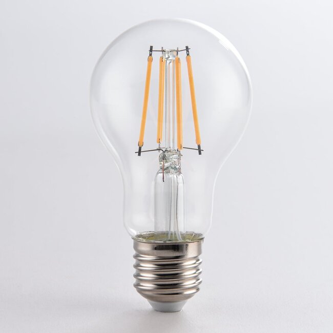 Ampoule LED à filament E27 avec capteur crépusculaire 4,5 W, transparente, 2700 K, Ø60 mm