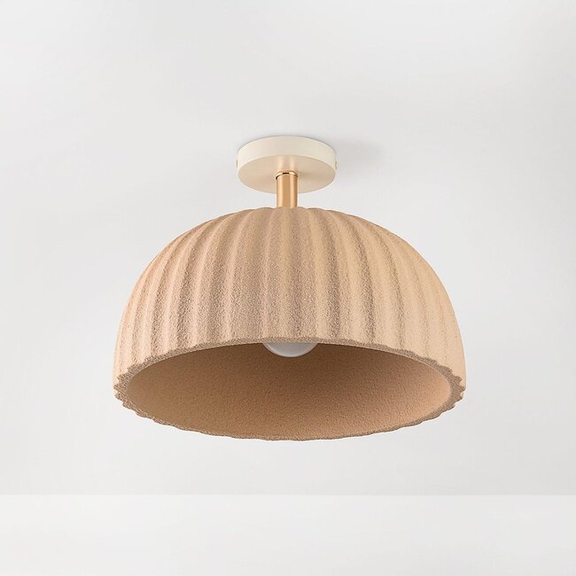 Plafonnier Lysko avec abat-jour nervuré - beige sable