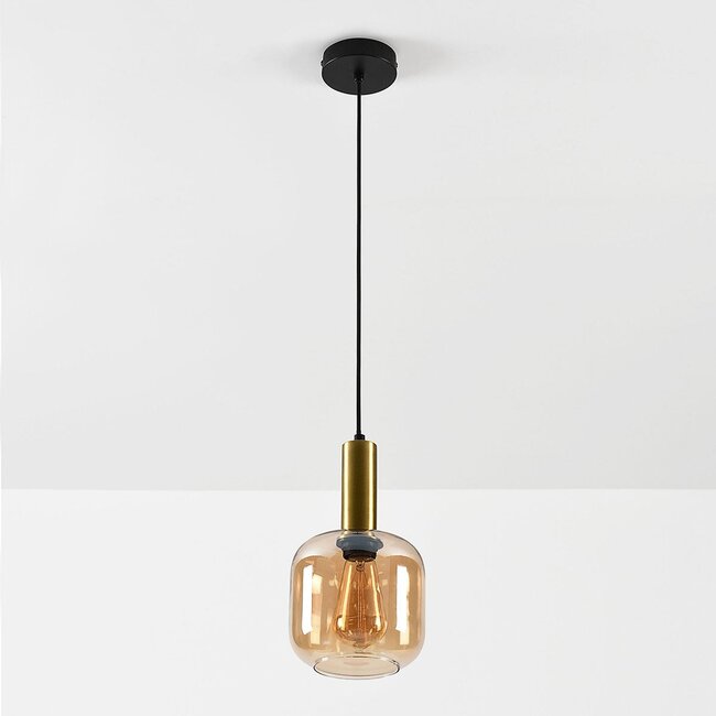 Suspension Appeso en doré à verre ambré