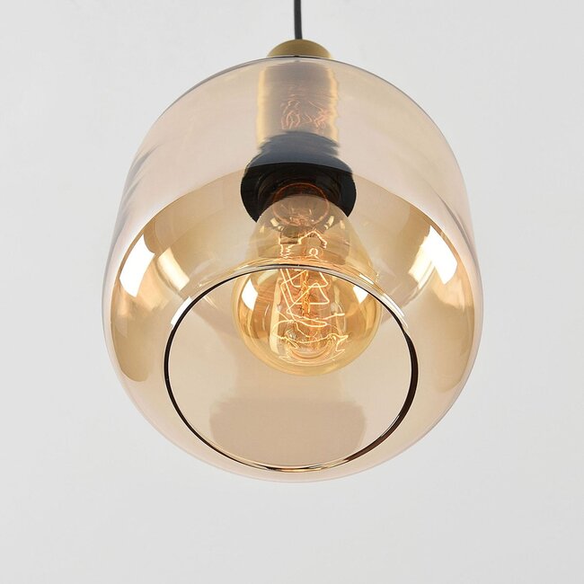 Suspension Appeso en doré à verre ambré