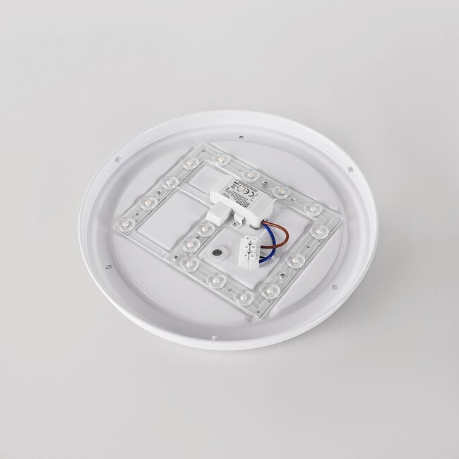 Plafonnier Nardia à LED intégrée, variable sur 3 niveaux Ø29 cm en beige à accent bois