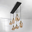 Lampe suspendue Nilo - 6-lumières en verre ambré et détail convexe