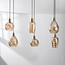 Lampe suspendue Nilo - 6-lumières en verre ambré et détail convexe