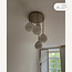 Plafonnier moderne beige Carato à 5 lumières avec boules en verre blanc laiteux