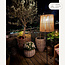 Lampadaire solaire Elyra avec abat-jour aspect rotin - noir et marron clair