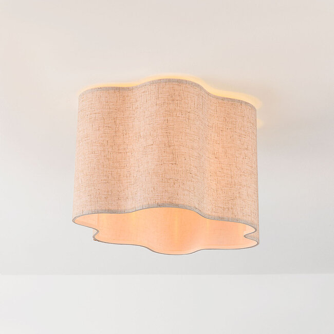 Plafonnier Hiru beige avec abat-jour en lin Ø40 cm