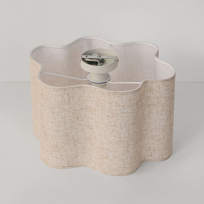Plafonnier Hiru beige avec abat-jour en lin Ø40 cm