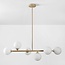 Suspension design Aster - beige avec verre blanc laiteux, 6 lumières