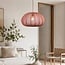 Suspension Ecruva avec abat-jour rond en tissu rose terre cuite