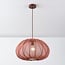 Suspension Ecruva avec abat-jour rond en tissu rose terre cuite