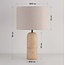 Lampe de table Seraphina avec abat-jour en lin et pied en céramique effet travertin
