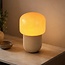 Lampe de table Ledine avec verre ambré et pied nervuré - taupe