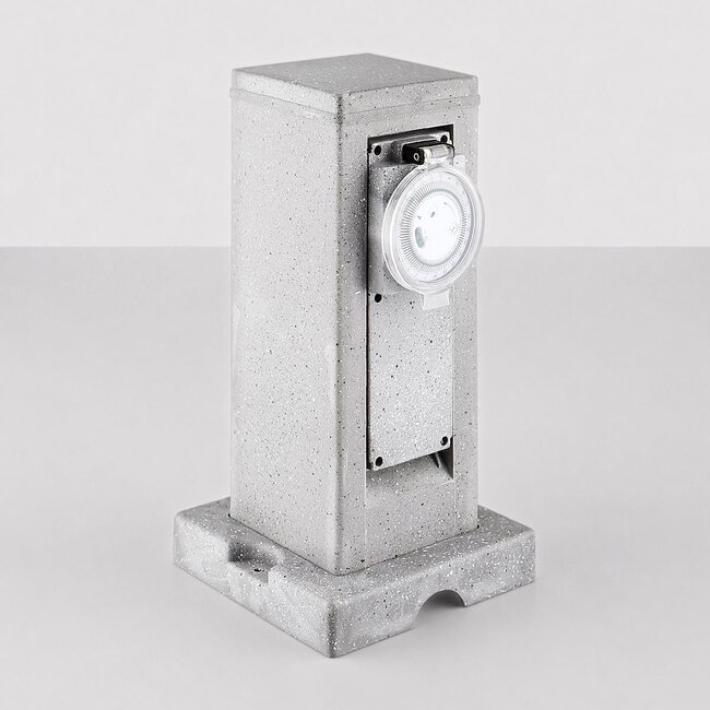 Prise extérieure double IP44 avec minuterie - aspect pierre