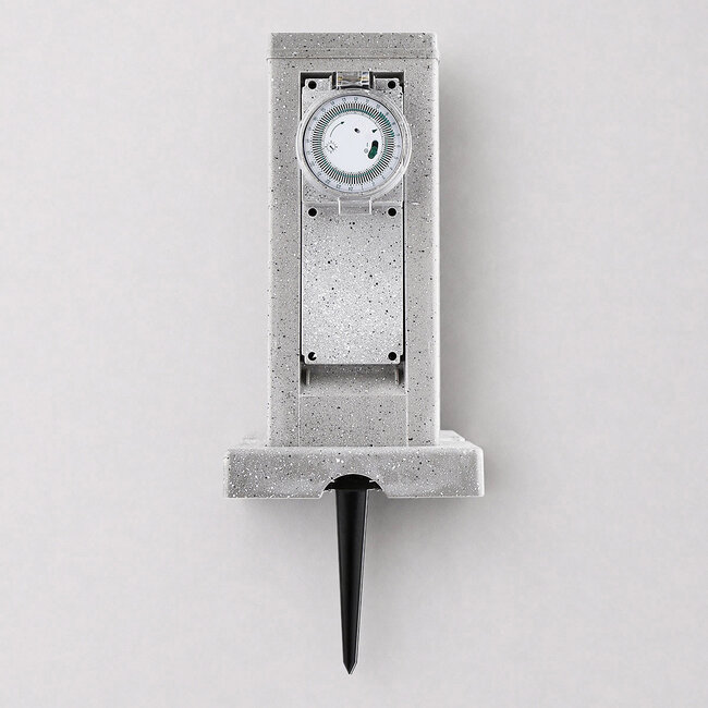 Prise extérieure double IP44 avec minuterie - aspect pierre