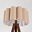 Lampadaire Florien à abat-jour plissé en lin et trépied métallique en brun