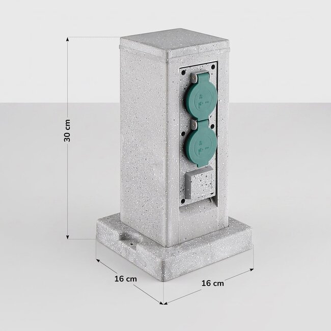 Prise extérieure double IP44 avec minuterie - aspect pierre