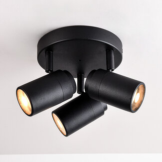 Spot de plafond à 3 lumières Nivo avec spots orientables - noir