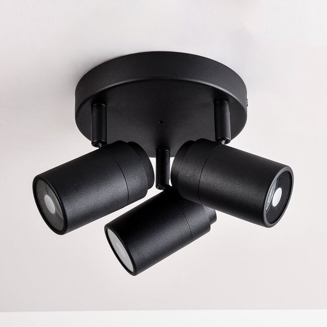 Spot de plafond à 3 lumières Nivo avec spots orientables - noir