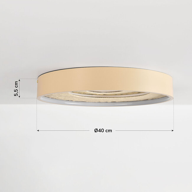 Plafonnier dimmable à 3 étapes Cercul avec LED intégrée et effet pierre - beige