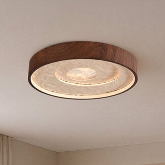 Plafonnier dimmable à 3 étapes Cercul avec LED intégrée et effet pierre beige - aspect noyer
