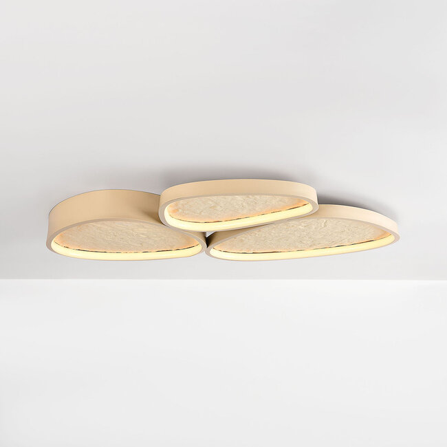 Plafonnier Elpisie avec LED dimmable à 3 étapes et effet pierre - beige