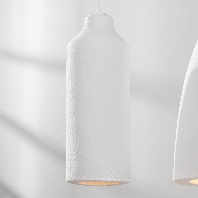 Lampe suspendue moderne Wabi Sabi avec effet pierre blanche, 3 lumières - Iki