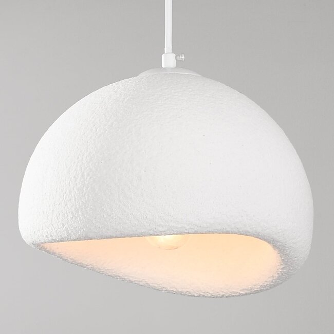Lampe suspendue Wabi Sabi Ishi à 3 lumières avec effet pierre blanche - 3 x 30 cm