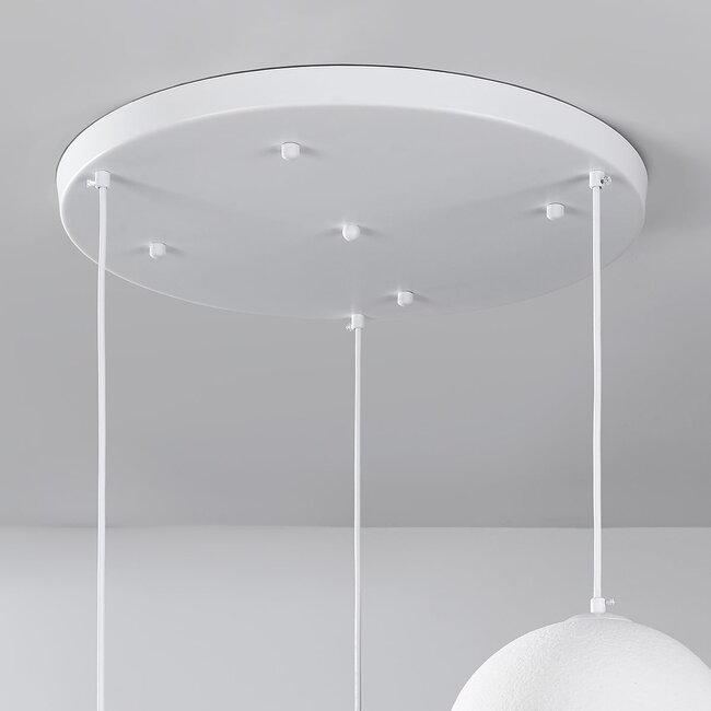 Lampe suspendue Wabi Sabi Ishi à 3 lumières avec effet pierre blanche - 3 x 30 cm
