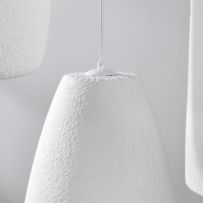 Lampe suspendue moderne Wabi Sabi à 3 lumières avec effet pierre blanc - Kage