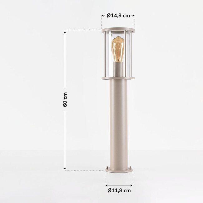 Lampadaire d'extérieur Penn avec verre transparent - beige