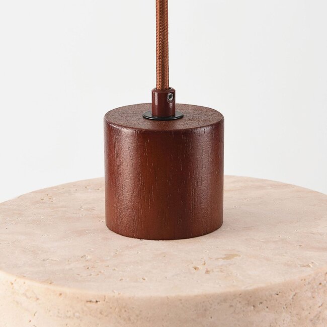 Suspension Japandi Flory avec travertin (pierre naturelle) et bois