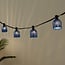 Kit guirlande guinguette incluant des abat-jours aspect rotin bleu foncé, disponible avec différentes ampoules LED