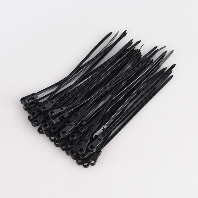 Kit de serre-câbles noire avec œillet de fixation pour Guirlande guinguettes et guirlandes lumineuses 100 x 15 cm