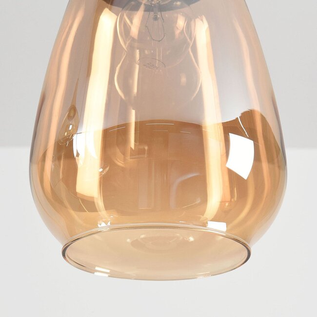 Suspension à 6 lumières Loic avec verre ambré - beige sable
