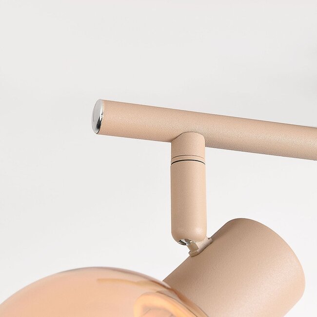 Plafonnier Phiene avec 2 abat-jours orientables en verre ambré - beige