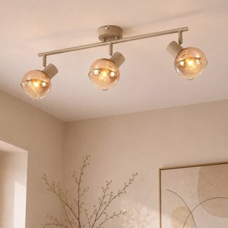 Plafonnier réglable Lorie 3 lumières en verre ambré en beige