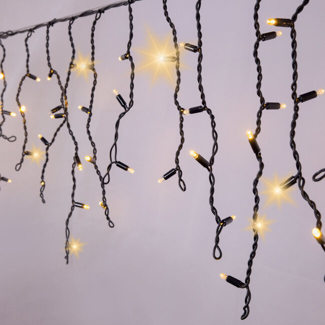 Guirlande de stalactites raccordable | 3 m, 114 LED | blanc chaud scintillant | caoutchouc