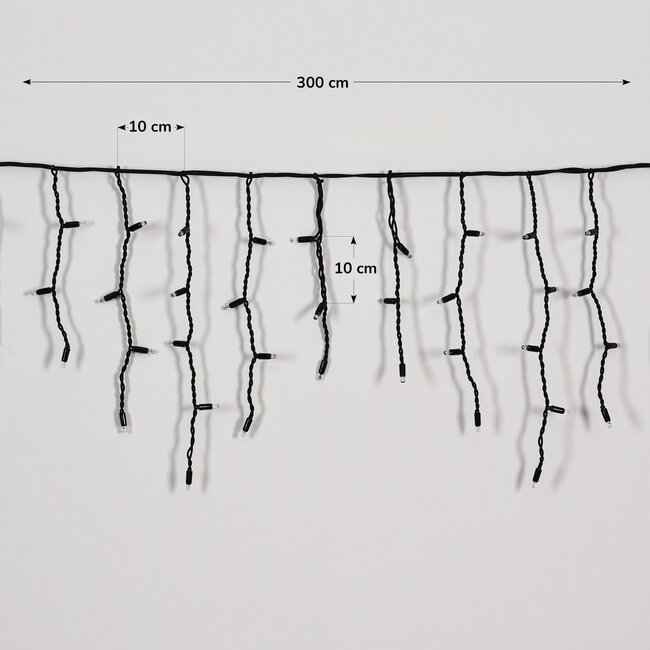 Guirlandes stalactite connectables | à partir de 3 mètres | 114 LEDs | blanc chaud avec clignotement | caoutchouc
