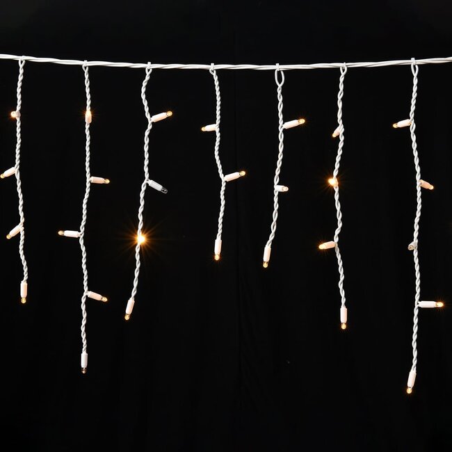 Guirlande stalactite connectable | à partir de 3 mètres | 114 LEDs | blanc chaud avec scintillement | câble blanc | caoutchouc