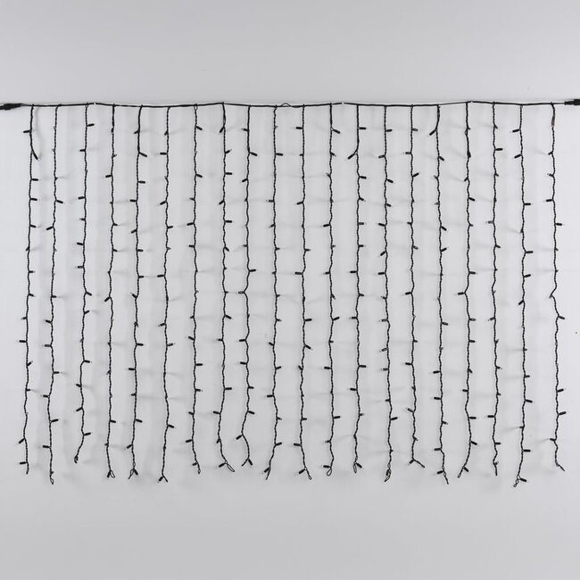 Rideau lumineux noir reliable | à partir de 2 mètres | 300 LEDs | 2200K blanc extra chaud | caoutchouc