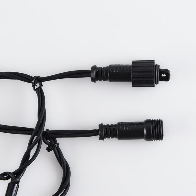 Rideau lumineux noir reliable | à partir de 2 mètres | 300 LEDs | 2200K blanc extra chaud avec scintillement | caoutchouc