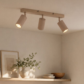 Plafonnier Blaze avec 3 spots nervurés et orientables - beige sable