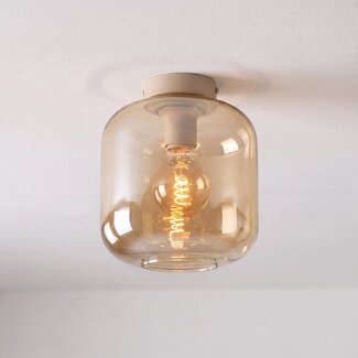 Plafonnier Soli taupe avec verre ambré