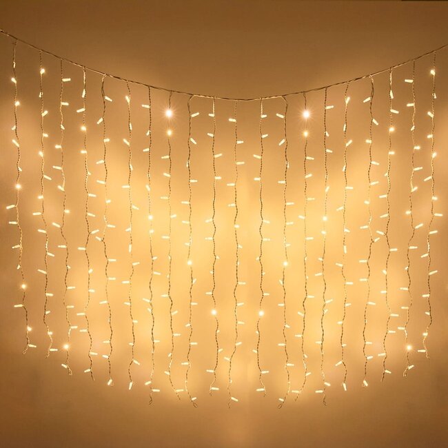 Rideau lumineux raccordable blanc | 2 m | 300 LED | 2200K | caoutchouc