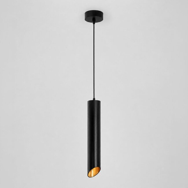 Lampe suspendue moderne noire avec intérieur doré - Mai